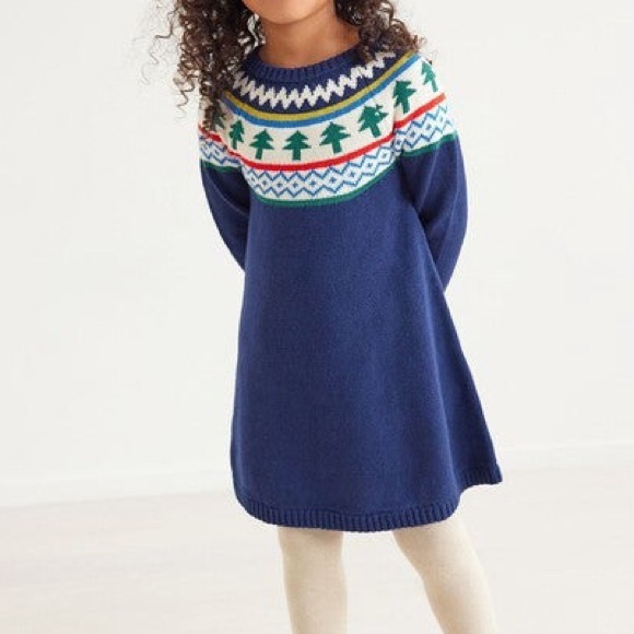 Hanna Andersson Winter Solstice Fairisle Christmas Tree Sweater Dress Size 2T - Picture 2 of 5